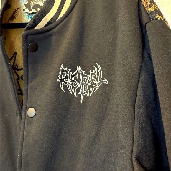 Rebel Vengeance Black and Floral Varsity Jacket - Picture 3 of 6